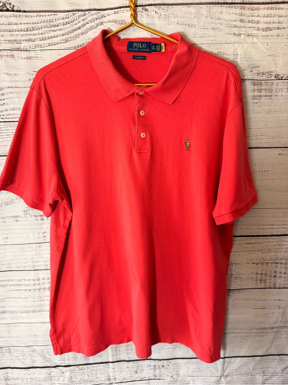 Ralph Lauren Men's Coral Red Polo Shirt Size XL